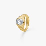 Oval Organic Crystal Ring, 18K Gold Plated