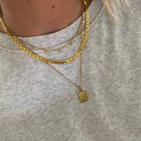 Hammered Necklace 18K Gold Plated Square Small