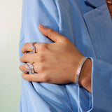 Scoria Wave Ring, 925 Silver Plated, Large