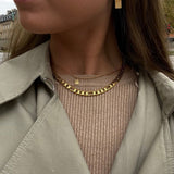 Hammered Square Necklace, 18K Gold Plated, Mini