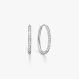 Oval Classic Crystal Hoops, 925 Silver - Small