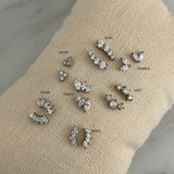 Trinity Crystal Stud Earrings, 925 Silver