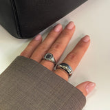 Square Crystal Signet Ring, 925 Silver