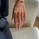 Hammered Band Ring 18K Gold Plated 8 mm