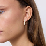 Large Square Crystal Hoop Earrings, 18K Gold Plated