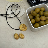 Wind Oval Earrings, 18K Gold Plated