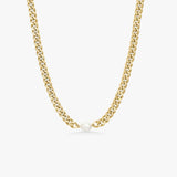 Panzer Facet Solo Pearl Necklace, 18K Gold Plated, 7 mm