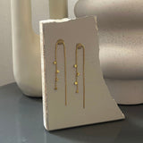 Hammered Drop Chain Earrings 18K Gold Plated