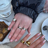 Crystal Letter Square Signet Ring, 925 Silver