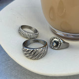 Twist Dome Crystal Ring, 925 Silver