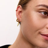 Classic Scoria Rock Hoop Earrings 18K Gold Plated · 10 mm