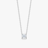 Floating Cushion Crystal Necklace, 925 Silver