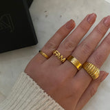 Hammered Band Ring 18K Gold Plated · 6 mm