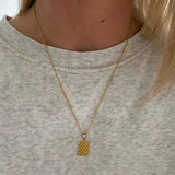 Hammered Necklace 18K Gold Plated Square Small