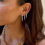 Classic Crystal Hoop Earrings, 925 Silver, 16 mm