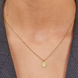 Hammered Square Necklace, 18K Gold Plated, Mini