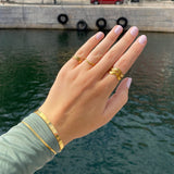 Hammered Wave Ring 18K Gold Plated 4 mm