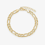 Figaro Bracelet, 18K Gold Plated, 7 mm
