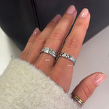 Hammered Band Ring, 925 Silver, 6 mm