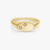 Star Oval Signet Ring 18K Gold Plated