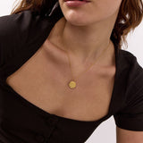 Hammered Round Necklace, 18K Gold Plated, Large