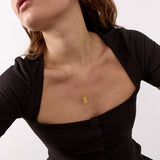 Hammered Necklace 18K Gold Plated Square Small