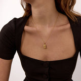 Hammered Necklace 18K Gold Plated Square Small