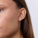 Classic Crystal Stud Earrings, 925 Silver, 3 mm