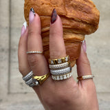 Crystal Band Ring, 18K Gold Plated, 6 mm