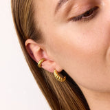 Classic Twist Dome Hoop Earrings 18K Gold Plated