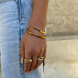 Oval Dome Bangle 18K Gold Plated