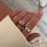 Hammered Band Ring, 925 Silver, 6 mm