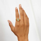 Hammered Round Signet Ring 18K Gold Plated