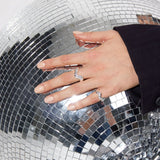 Scoria Wave Ring, 925 Silver Plated, Large