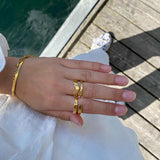 Hammered Wave Ring 18K Gold Plated 4 mm