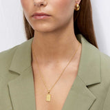 Hammered Necklace 18K Gold Plated Square Small