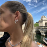 Classic Twist Dome Hoop Earrings, 925 Silver Plated