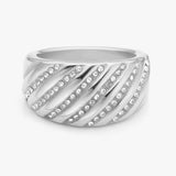 Twist Dome Crystal Ring, 925 Silver