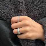 Crystal Band Ring, 925 Silver, 2 mm