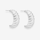 Classic Twist Dome Hoop Earrings, 925 Silver Plated