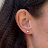 Heart Crystal Stud Earrings, 925 Silver