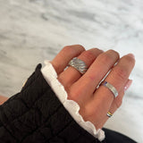 Twist Dome Crystal Ring, 925 Silver