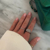 Oval Pavé Crystal Signet Ring, 925 Silver