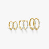 Crystal Hoop Earring Trio 18K Gold Plated · 10 / 12 / 14 mm