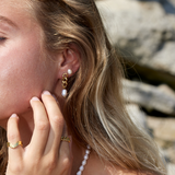 Panzer Faceted Pearl Earrings 18K Gold Plated 7 mm