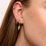 Classic Scoria Rock Hoop Earrings 18K Gold Plated · 10 mm