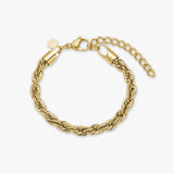 Rope Bracelet, 18K Gold Plated, 6 mm