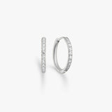 Classic Crystal Hoop Earrings, 925 Silver, 14 mm