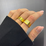 Crystal Letter Square Signet Ring 18K Gold Plated