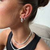 Classic Dome Hoop Earrings, 925 Silver Plated, 10 mm